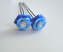 Шпилька с розой из полимерной глины.