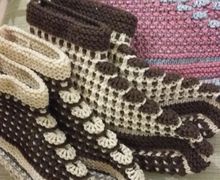 тапочки связанные на спицах