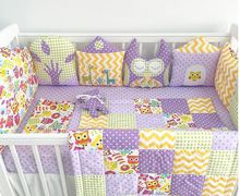 Бортики в кроватку, для новорожденного!Облачка, совушки, домики, деревца