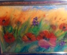 Картина из шерсти "Маки"