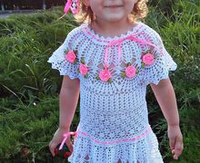 Платье и повязка  для девочки крючком !