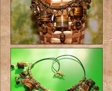 Колье из тигрового глаза на кожаном шнуре