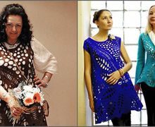 Ажурный префельт: палантин-бактус, жилет, туника