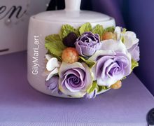 Сахарница с декором из полимерной глины "Розы"