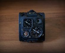 Часы мужские наручные на широком ремешке из натуральной кожи