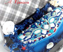 Клатч "Подводный мир", вышитый бисером и натуральными камнями.