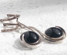 Серьги из серебра с Черным Агатом