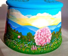 Емкость с росписью " яблони в цвету на рассвете"