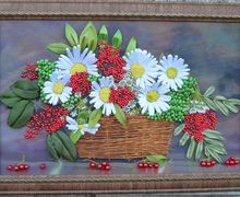 Картина "Корзина с ромашками"