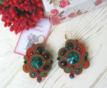 Сутажный серьги с кристаллами Сваровски "Яркая очень"