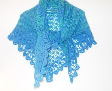 Шаль мохеровая "Сине-зелёная"