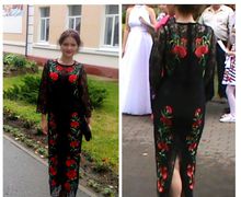 Платье с вышивкой гладью "Гвоздики"