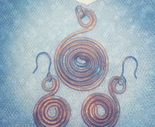 Комплект подвеска + серьги  "Спираль"