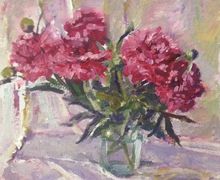 картина маслом Пионы