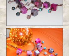 Колье из розового агата