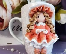 Кружка-подружка с декором из полимерной глины "Рыжик"