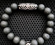 Мужской браслет из вулканической лавы с Дзи Глаза Дракона и 3 глаза