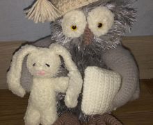 Сова сплюшка с подушкой и зайчиком