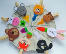 Развивающая игра ручной работы Кто что ест на прищепках