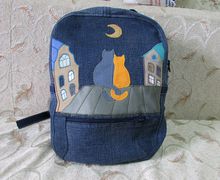 Рюкзак джинсовый с кошками