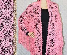 Вязаная шаль крючком Морошка.