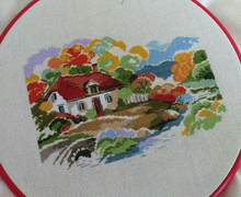 Картина. Дом на закате.