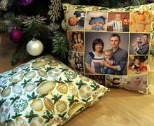 Новогодняя подушка с фотографиями