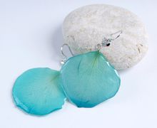 Серьги из лепестков окрашенной розы.