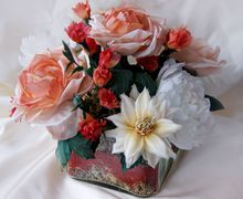 Букет из шелковых цветов. Персиковый восторг