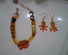 Комплект браслет и серьги "Янтарь"