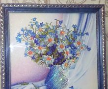 Картина "Васильково-ромашковый букет"