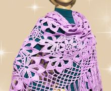 Вязаная теплая шаль.