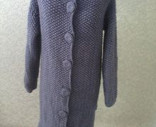 Пальто с объемными цветами, серый джинс