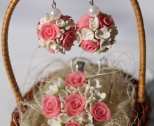 Комплект "Нежный букет" серьги шары +подвеска