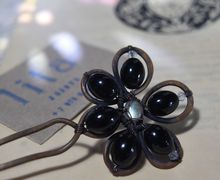 Шпилька для волос Гагат и Лабрадорит