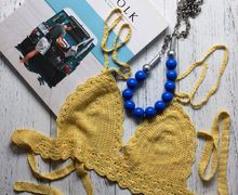 Бралетт с отделкой кроше из лимонной пряжи