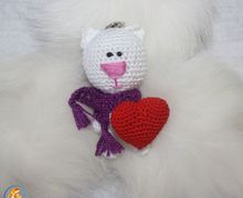Игрушка/брелок Кот Валентин, вязаная игрушка