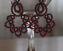 кружевные серьги "хохлома"