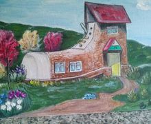 Картина маслом " Дом- ботинок"