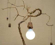 Деревянный LED настольный светильник из элементов вяза, ясеня и ореха,  ручная работа