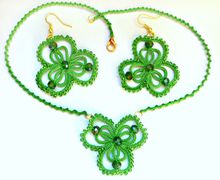 Серьги и кулон "Листочек клевера на удачу"