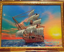 Картина вышитая бисером "Корабль"