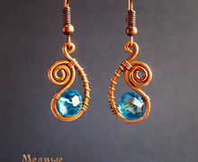 Медные серьги "Голубая капля"
