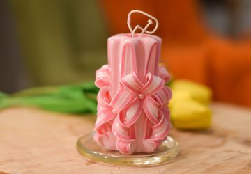 Резная свеча Розовые цветы