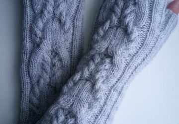 Митенки длинные 167 светло-серые