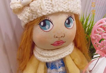 Текстильная, интерьерная кукла по имени Кризанта (Золотой цветок)