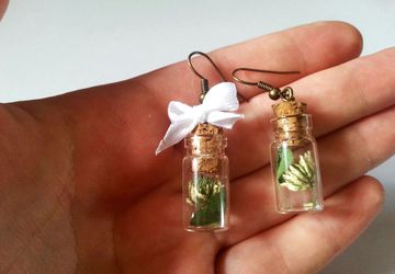 Серьги "Баночки-бутылочки" с клевером