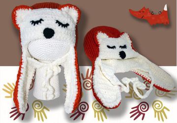 Вязаная шапка-ушанка "Лисенок"