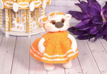 игрушка вязаная амигуруми мишка тедди Карамелька