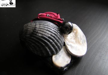 Брошь с перламутром и ракушкой